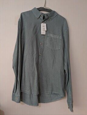 Cotton On Men's Button-Down Long Sleeve Shirt in Faded Green New With Tags 2XL